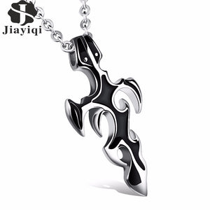 Fashion Men's Sword Stainless Steel Pendant Necklace Punk Link Chain Necklaces for Men Black Silver Color Male Jewelry