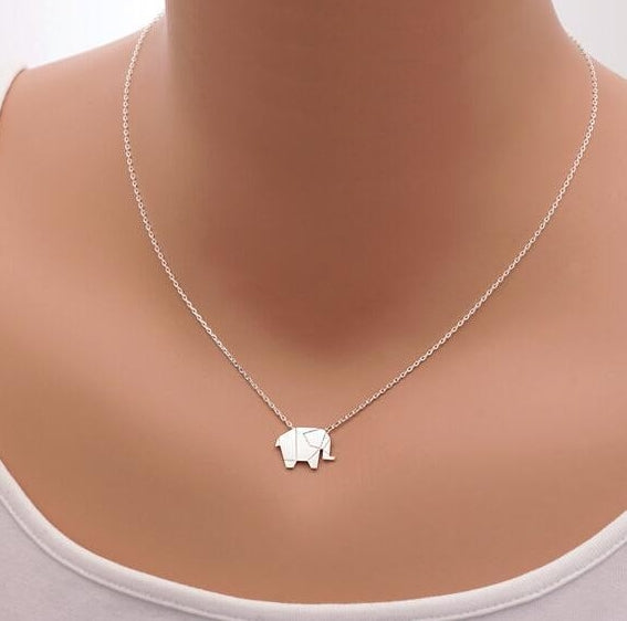 Fashion Necklaces Origami Elephant Geometric Necklace Woodland Elephant Animal Jewelry Collar Mother's D Gift N192
