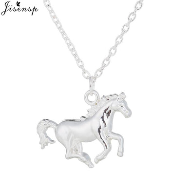 Collana da donna vintage color argento Collier Co opale con pendenti a forma di cavallo per ragazze regalo nuovi gioielli da sposa con animali a ferro di cavallo 