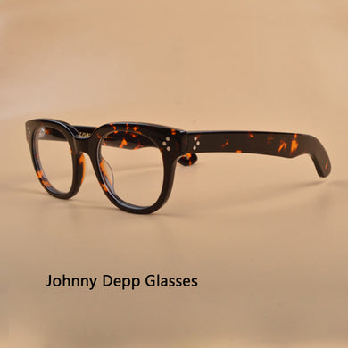 Johnny Depp Eyeglasses Men Women Optical Glasses Frame Clean Lens Brand Design Vintage Style Acetate Frame Computer Goggles