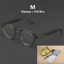 Load image into Gallery viewer, Johnny Depp Glasses Men Grey Computer Goggles Clean Lens Brand Vintage Round Acetate Optical LEMTOSH Eyeglasses Frame Women