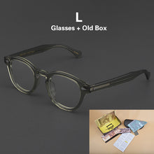 Load image into Gallery viewer, Johnny Depp Glasses Men Grey Computer Goggles Clean Lens Brand Vintage Round Acetate Optical LEMTOSH Eyeglasses Frame Women