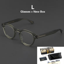 Load image into Gallery viewer, Johnny Depp Glasses Men Grey Computer Goggles Clean Lens Brand Vintage Round Acetate Optical LEMTOSH Eyeglasses Frame Women