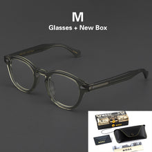 Load image into Gallery viewer, Johnny Depp Glasses Men Grey Computer Goggles Clean Lens Brand Vintage Round Acetate Optical LEMTOSH Eyeglasses Frame Women