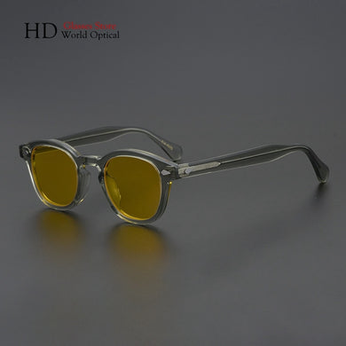Johnny Depp LEMTOSH Retro Eyewear Acetate Oval Sunglasses For Men And Women HD UV400 Night Vision Driving Sun glasses Polarized
