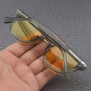 Johnny Depp LEMTOSH Retro Eyewear Acetate Oval Sunglasses For Men And Women HD UV400 Night Vision Driving Sun glasses Polarized