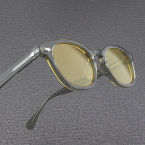 Johnny Depp LEMTOSH Retro Eyewear Acetate Oval Sunglasses For Men And Women HD UV400 Night Vision Driving Sun glasses Polarized