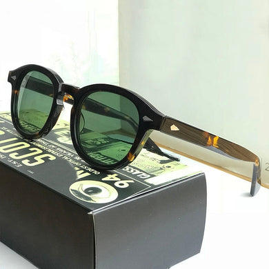 Johnny Depp Sunglasses Men Woman Brand vintage Acetate Frame Top quality Driving Polarized Sunglasses Green Lens With Box SQ17