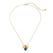 Load image into Gallery viewer, Cute Blue Glass Insect Pendant Necklace Gold Color