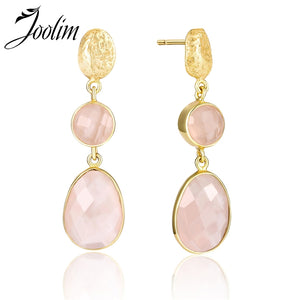 Pink Quartz Drop Earring 925 Sterling Silver Earring High End Designer Jewelry
