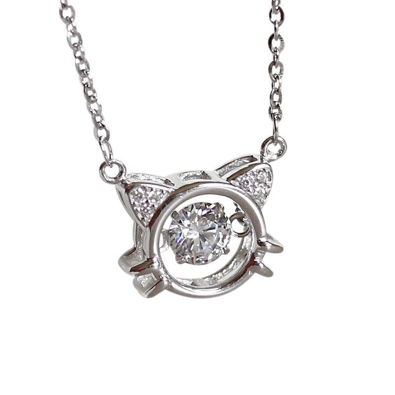 Regali di nascita delle ragazze AAAA Zircone Gatti adorabili Collane con pendente per le donne Collana in argento sterling 100% 925 Regali di nozze 