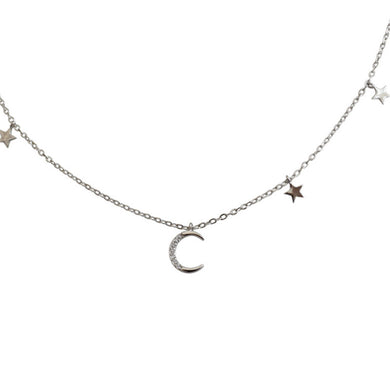 Nuove collane girocolli per ragazze Collana girocollo in argento sterling 925 con stelle CZ Zircone Luna Collana girocollo per donna Collares 