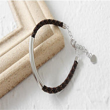 Load image into Gallery viewer, New Handmade Braided Leather Chain Bracelet&amp;Bangles For Lovers 925 Sterling Silver Tube Bracelets Students Gifts Pulser