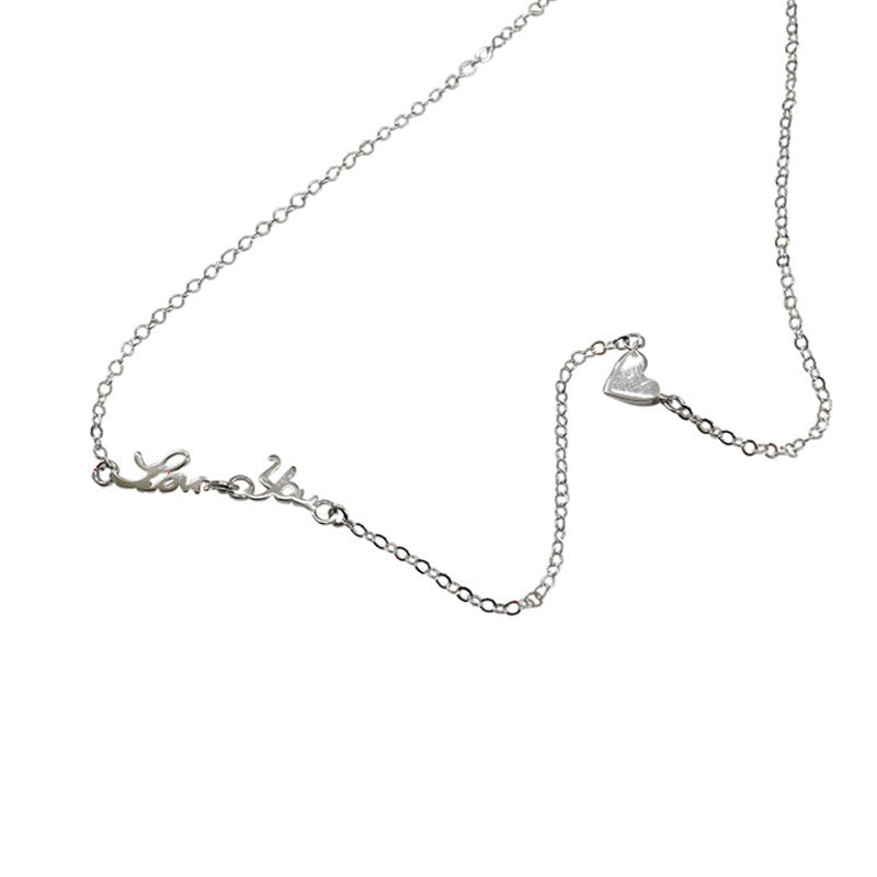Nuove collane d'amore semplici Collana in argento sterling 925 LOVE YOU Collana a maglie per gioielli girocollo da donna 