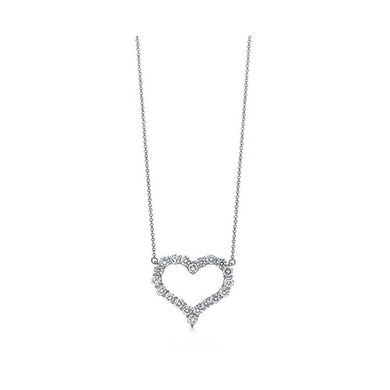 Nuove collane e pendenti di lusso semplici 100% argento sterling 925 collane con ciondolo cuore zircone pieno AAAA per gli amanti 