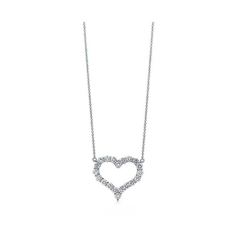 Nuove collane e pendenti di lusso semplici 100% argento sterling 925 collane con ciondolo cuore zircone pieno AAAA per gli amanti 