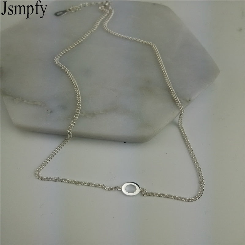 Collana girocollo in argento sterling con geometria circolare per donna Maxi Collier in argento 925 collane regali catena da 30 cm 12 pollici 