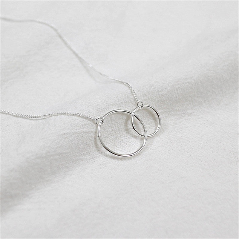 Collane con colletto con ciondolo a forma di cerchio in argento a doppia geometria da donna Collana girocollo in argento sterling 925 con collana di gioielli in argento 