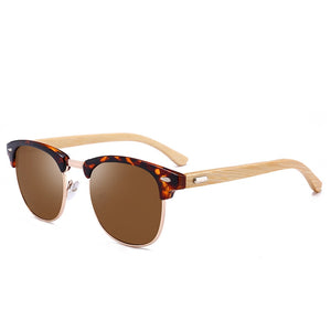 Jsooyan Polarized Sunglasses Men Wooden Bamboo Frame Driving Sun Glasses Retro Round Shades Googles Pilot Mirror Lens Eyewear