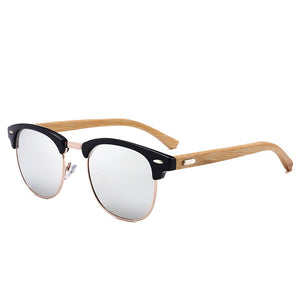 Jsooyan Polarized Sunglasses Men Wooden Bamboo Frame Driving Sun Glasses Retro Round Shades Googles Pilot Mirror Lens Eyewear