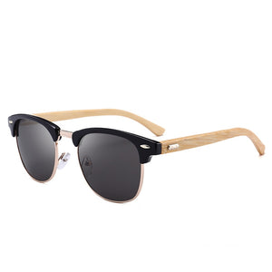 Jsooyan Polarized Sunglasses Men Wooden Bamboo Frame Driving Sun Glasses Retro Round Shades Googles Pilot Mirror Lens Eyewear