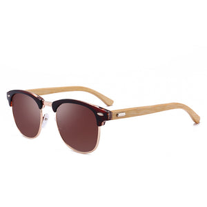 Jsooyan Polarized Sunglasses Men Wooden Bamboo Frame Driving Sun Glasses Retro Round Shades Googles Pilot Mirror Lens Eyewear