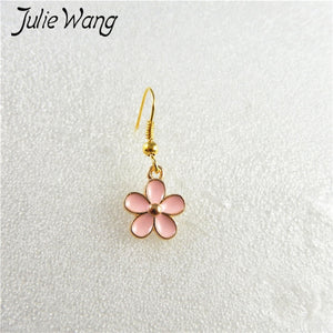 1pair/pack Pink Drip Ear Hook Earrings Sweet Lovely Cute Romantic Style Small Flower Shape For Girl Birthd Present