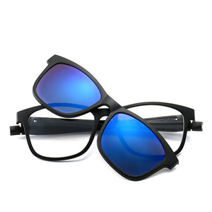 KANDREA 2023 1+5 clip Tr90 Square Women Sunglasses Magnetic Clip Dual Purpose Eyeglasses Men Eyewear Driving Sun Glasses