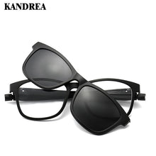 Load image into Gallery viewer, KANDREA 2023 1+5 clip Tr90 Square Women Sunglasses Magnetic Clip Dual Purpose Eyeglasses Men Eyewear Driving Sun Glasses