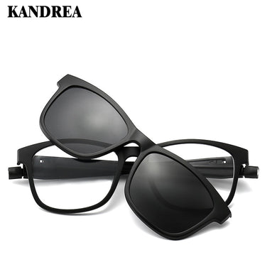 KANDREA 2023 1+5 clip Tr90 Square Women Sunglasses Magnetic Clip Dual Purpose Eyeglasses Men Eyewear Driving Sun Glasses