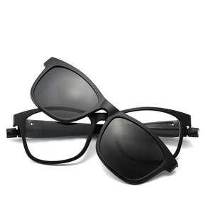 KANDREA 2023 1+5 clip Tr90 Square Women Sunglasses Magnetic Clip Dual Purpose Eyeglasses Men Eyewear Driving Sun Glasses