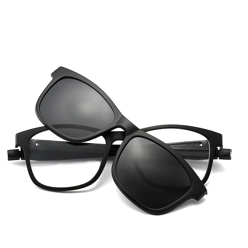 KANDREA 2023 1+5 clip Tr90 Square Women Sunglasses Magnetic Clip Dual Purpose Eyeglasses Men Eyewear Driving Sun Glasses