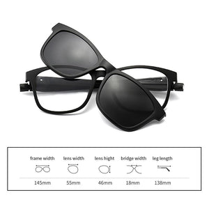 KANDREA 2023 1+5 clip Tr90 Square Women Sunglasses Magnetic Clip Dual Purpose Eyeglasses Men Eyewear Driving Sun Glasses