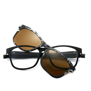 KANDREA 2023 1+5 clip Tr90 Square Women Sunglasses Magnetic Clip Dual Purpose Eyeglasses Men Eyewear Driving Sun Glasses