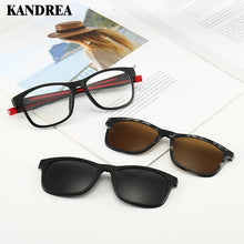 Load image into Gallery viewer, KANDREA 2023 1+5 clip Tr90 Square Women Sunglasses Magnetic Clip Dual Purpose Eyeglasses Men Eyewear Driving Sun Glasses