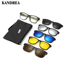 Load image into Gallery viewer, KANDREA 2023 1+5 clip Tr90 Square Women Sunglasses Magnetic Clip Dual Purpose Eyeglasses Men Eyewear Driving Sun Glasses
