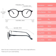 Load image into Gallery viewer, KANDREA 2023 Retro Round Ultem Glasses Frame Vintage Women Eyeglasses Frames Clear Lens Flat Eyewear Optical Men Goggles