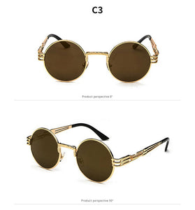 KANDREA 2023 Summer Personality Steampunk Sunglasses Round Frame Ladies Sunglasses Men Travel Street SGlasses