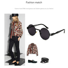 Load image into Gallery viewer, KANDREA 2023 Summer Personality Steampunk Sunglasses Round Frame Ladies Sunglasses Men Travel Street SGlasses