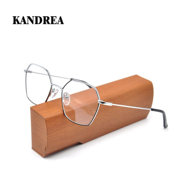 2022 Fashion Vintage Retro Metal Frame Clear Lens Glasses Frame Polygon Women Eyewear Oversized Square Female Eyeglasses