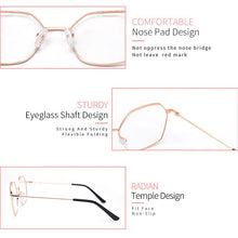 Load image into Gallery viewer, 2022 Fashion Vintage Retro Metal Frame Clear Lens Glasses Frame Polygon Women Eyewear Oversized Square Female Eyeglasses