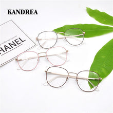 Carica l&#39;immagine nel visualizzatore di Gallery, KANDREA Metal Round Reading Glasses for Women&amp;Men Clear Lens Spectacles Female Optical Eyewear Unisex Eyeglasses Frame