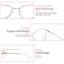 Carica l&#39;immagine nel visualizzatore di Gallery, KANDREA Metal Round Reading Glasses for Women&amp;Men Clear Lens Spectacles Female Optical Eyewear Unisex Eyeglasses Frame