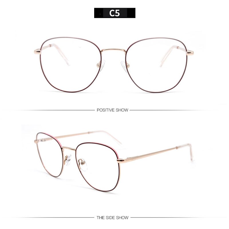 KANDREA Metal Round Reading Glasses for Women&Men Clear Lens Spectacles Female Optical Eyewear Unisex Eyeglasses Frame
