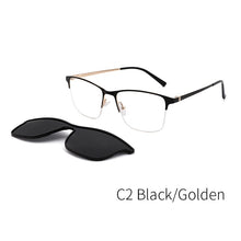 Load image into Gallery viewer, KANSEPT 2 In 1 Magnet Polarized Clip On Glasses Frame Men Metal Optical Myopia Prescription Eyeglasses Frame