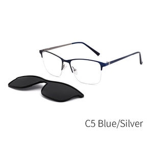 KANSEPT 2 In 1 Magnet Polarized Clip On Glasses Frame Men Metal Optical Myopia Prescription Eyeglasses Frame