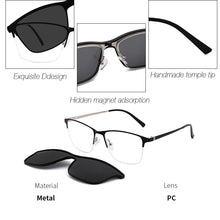Load image into Gallery viewer, KANSEPT 2 In 1 Magnet Polarized Clip On Glasses Frame Men Metal Optical Myopia Prescription Eyeglasses Frame