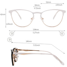 Carica l&#39;immagine nel visualizzatore di Gallery, 2 In 1 Magnet Polarized Clip On Glasses Frame Women Metal Optical Myopia Prescription Eyeglasses Frame For Women
