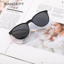 Carica l&#39;immagine nel visualizzatore di Gallery, 2 In 1 Magnet Polarized Clip On Glasses Frame Women Metal Optical Myopia Prescription Eyeglasses Frame For Women