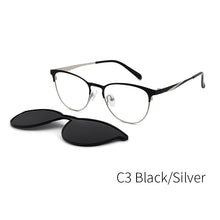 Carica l&#39;immagine nel visualizzatore di Gallery, 2 In 1 Magnet Polarized Clip On Glasses Frame Women Metal Optical Myopia Prescription Eyeglasses Frame For Women